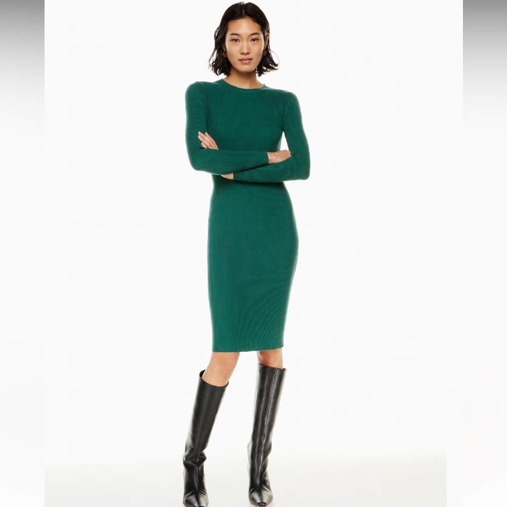 Aritzia Wilfred Townfolk Ribbed Long-Sleeve Midi Dress
